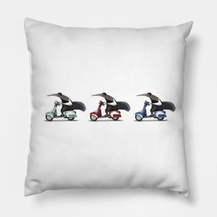 Anteaters on a Vespas Pillow