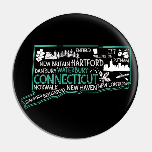 Connecticut Waterbury cute map New Haven Enfield Willington Putnam Norwalk Stamford Bridgeport Pin by BoogieCreates