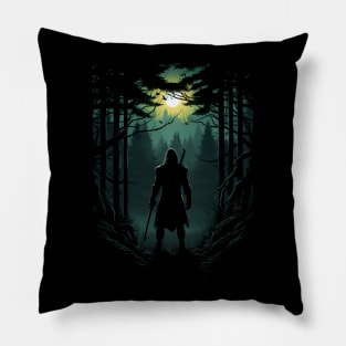 Moonlit Hunter - Silhouette - Witcher Pillow