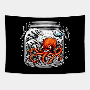 Octopus With One Fish Tapestry