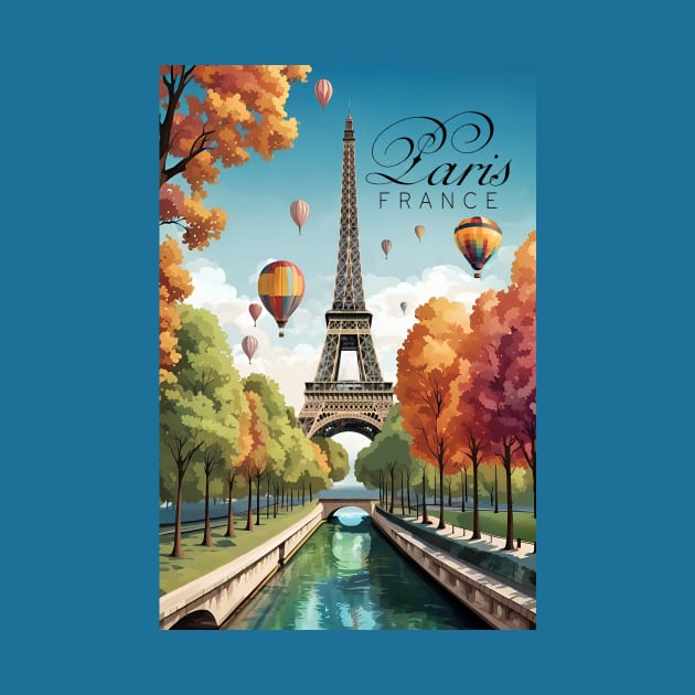 Ballooning In Paris France Travel Ad Poster by LittleBean