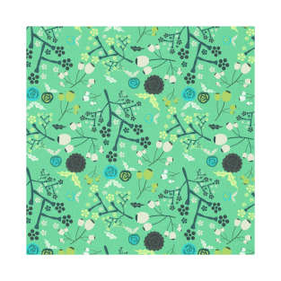 Green Floral Pattern T-Shirt