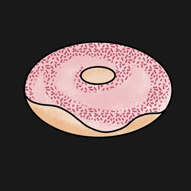 Donut Pink Donut Cute Coffee Dates Pastry Yummy Donut with Sprinkles and Frosting Doughnut Baked Goods for Donut Lovers and Foodies Delicious and Tasty Icing to Eat with Your Morning Coffee by nathalieaynie