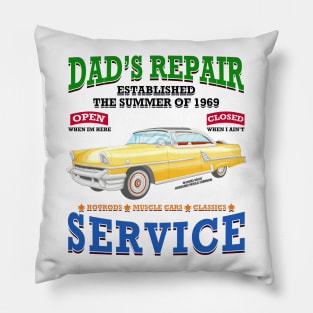 Dad's Repair Classic Car Garage Hot Rod Novelty Gift Pillow