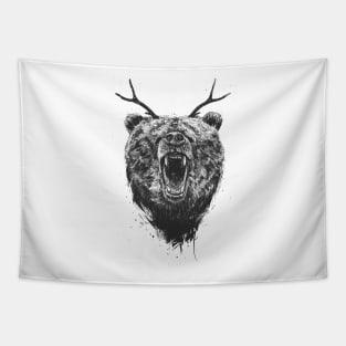 Angry bear with antlers Tapestry