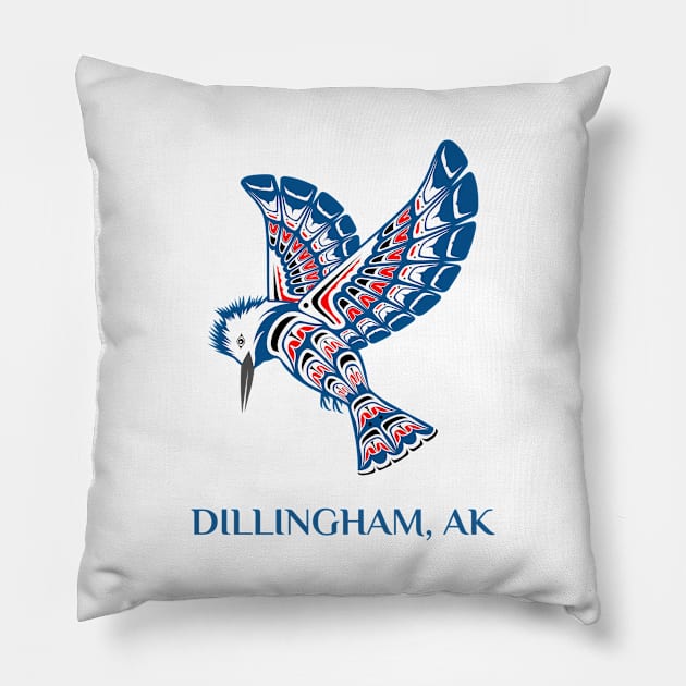 Dillingham Alaska Native American Kingfisher Gift Pillow by twizzler3b