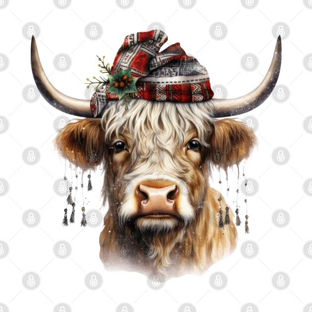 Christmas Highland Cow by Chromatic Fusion Studio