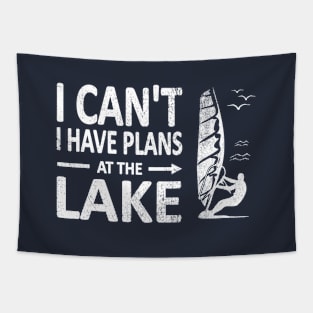 I CAN'T I Have PLANS at the LAKE Funny Windsurfing White Tapestry