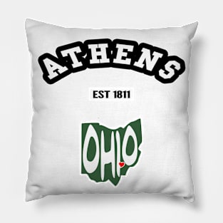 😼 Athens Ohio Strong, Buckeye State Map, Est 1811, City Pride Pillow