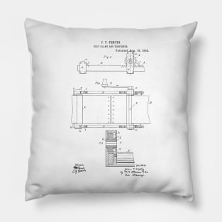 Belt Clamp and Tightener Vintage Patent Hand Drawing Pillow