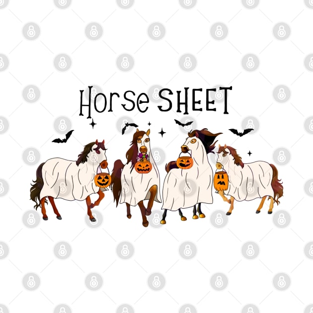 Horse Sheet Horse Ghost Halloween Funny Saying Men Women by Rene	Malitzki1a