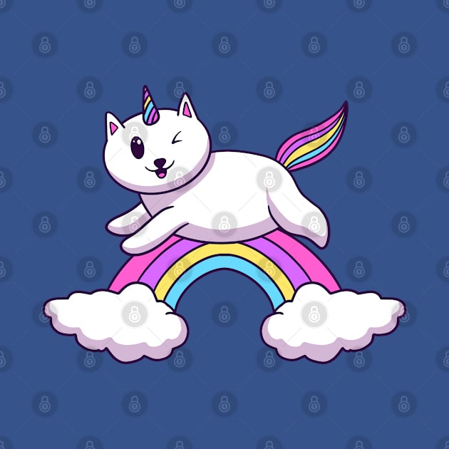 Cat Unicorn On Rainbow Cloud by yuniartwork