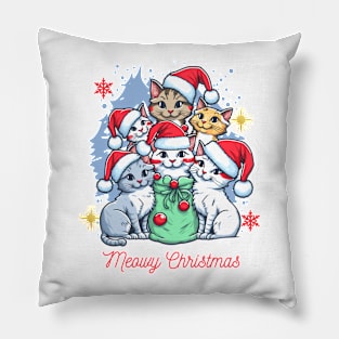 Meowy Christmas - funny cats lover Pillow