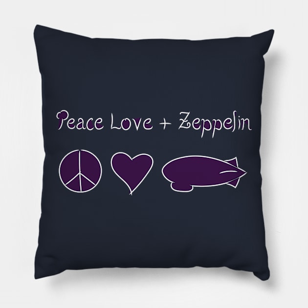 Peace Love & Zeppelin v3.5 Pillow by Whole Lotta Pixels