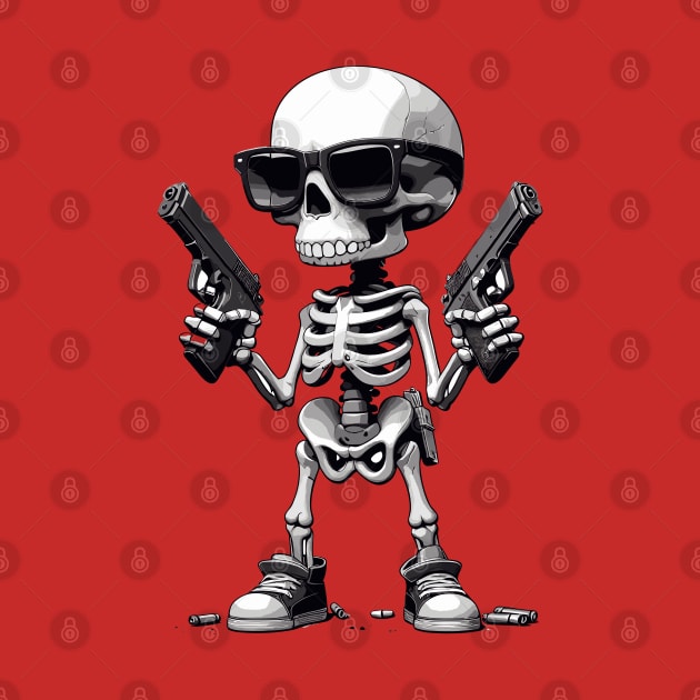 Funny Skeleton; Skull Gun by Teebevies