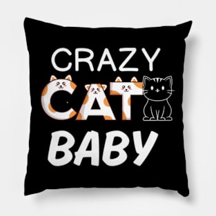 Crazy Cat Baby Shirt, Crazy Cat T-shirt, Cat Lover Gift, New Baby Gift, Baby Shower Gift, Funny Baby Gift, Black Cat, Crazy Cat Tees Pillow