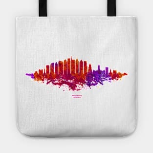 Philadelphia City Skyline - Watercolor Red, orange, purple Tote