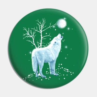 White Wolf Winter Moon Pin