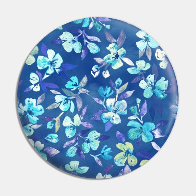 Grown Up Betty - blue watercolor floral Pin by micklyn