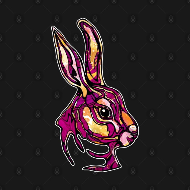 Pink rabbit with psychedelic colors, magenta bunny face by NadiaChevrel