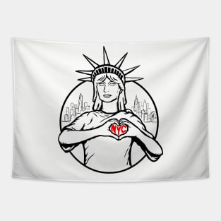 Lady Liberty Heart Hands (NYC Love) Tapestry