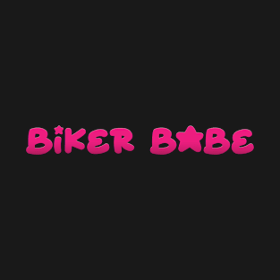 Biker Babe Pink Star Typography T-Shirt