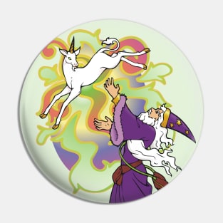 Wizard Conjuring a Unicorn Pin