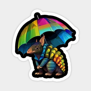 Armadillo Rainy Day With Umbrella Magnet