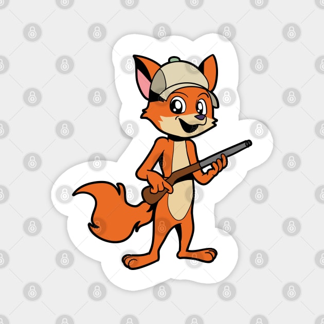Fox with rifle - hunter Magnet by Modern Medieval Design