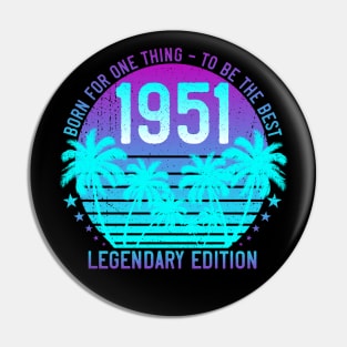 Vintage 1951 Birthday 70th Vaporwave Aesthetic Sunset Palm Pin