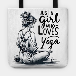 Just a Girl Who Loves Yoga-Girl with Mat and Messy Bun Tote