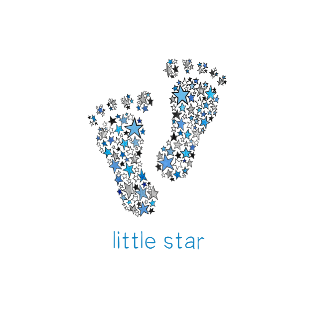 Little Star Cute Baby Feet - Blue Print by Maddybennettart