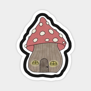 Cottagecore Mushroom House Magnet