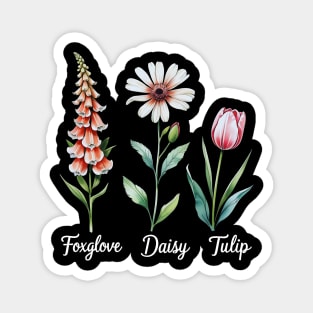Foxglove-daisy-tulip Magnet