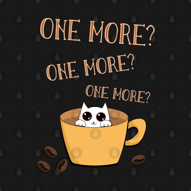 Cute coffee cat with dilated pupils and red eyes needs more coffee by Simmerika