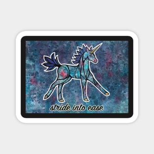 Stride into Ease. Magical Unicorn Watercolor Illustration. Magnet