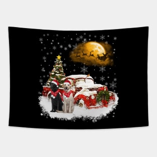 Red Truck Xmas Tree Two Labradors Christmas Tapestry