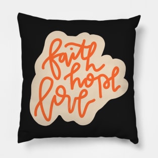 "faith hope and love" retro bible verse design Pillow