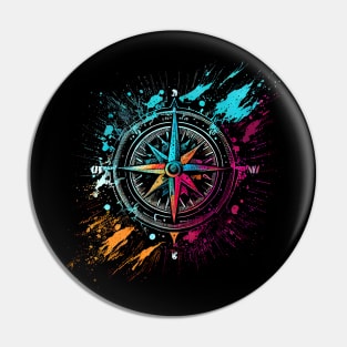 Colorful airbrush graffiti compass Pin