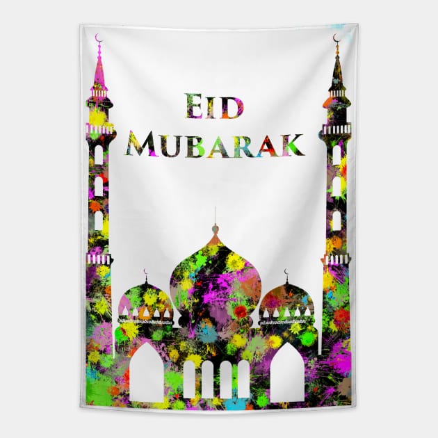 Eid Mubarak Mosque w13t Tapestry by FasBytes