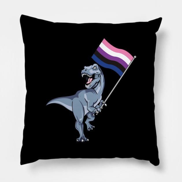 Genderfluid Flag Dinosaur LGBTQIA Gender Pride LGBT Nonbinary Decal Pillow by Shirtsurf