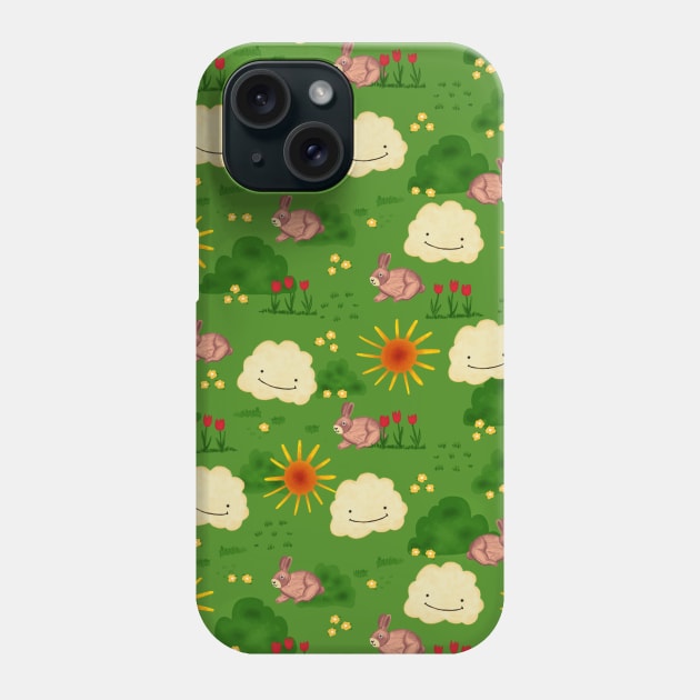 Brown bunnies in a flower field Phone Case by Sandra Hutter Designs