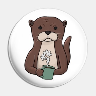 Grumpy Otter with Coffee Morning Grouch Pin