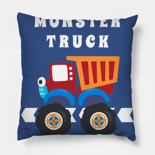 illustration of monster truck with cartoon style. Pillow