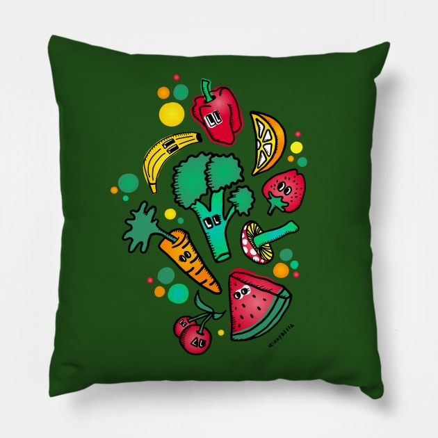 Fruits N Veggies Pillow by Irina's Family Art Circle 