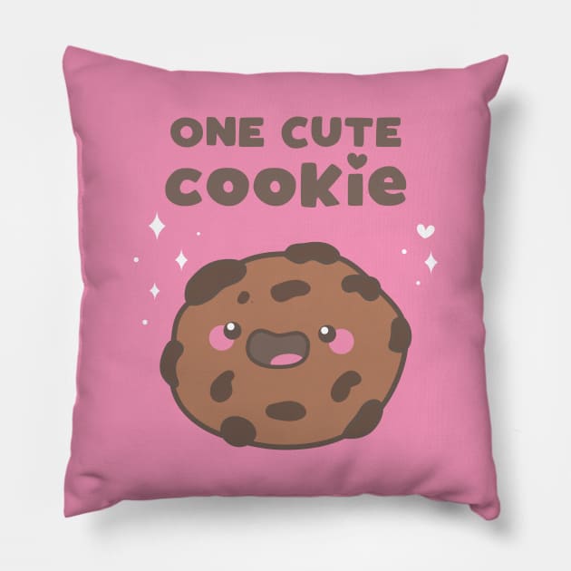 Cute Kawaii Chocolate Chip Cookie Pun Design Pillow by MedleyDesigns67