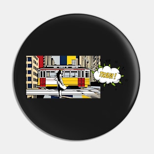 The Art of Trams - American Pop Art Style #001 - Mugs For Transit Lovers Pin