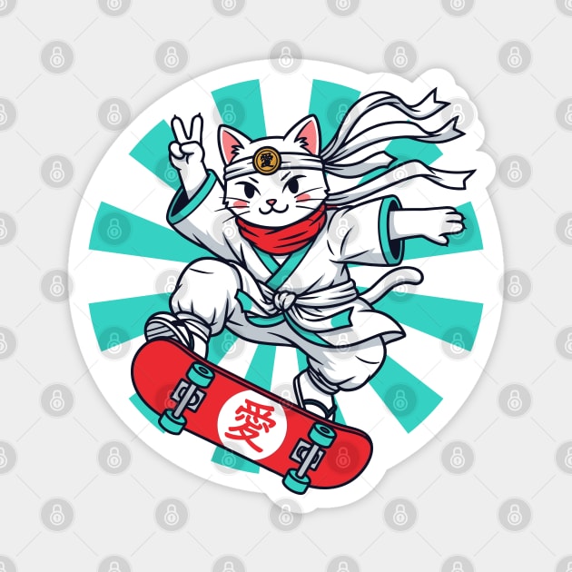 Skateboarding Ninja Cat Magnet by enrynz