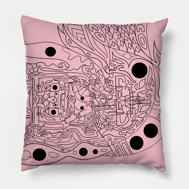 Mayan alien astronaut ecopop Pillow by jorge_lebeau