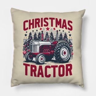 Festive Farming Joy Christmas Tractor Edition Pillow